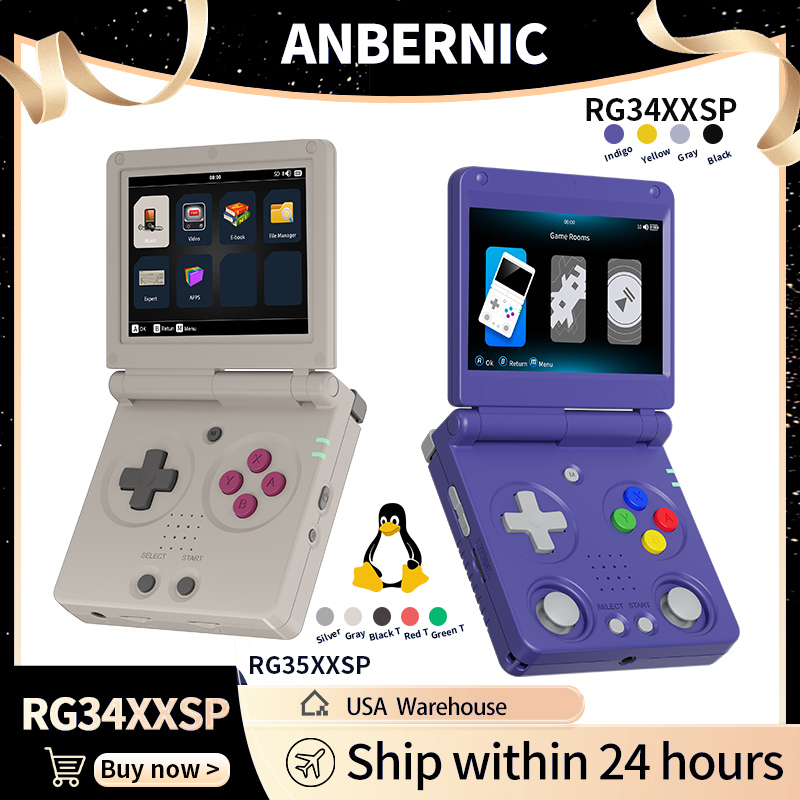 Gaming Console Sale - Anbernic RG34XXSP RG35XXSP Flipคอนโซลเกมมือถือหน้าจอIPS Linux 64