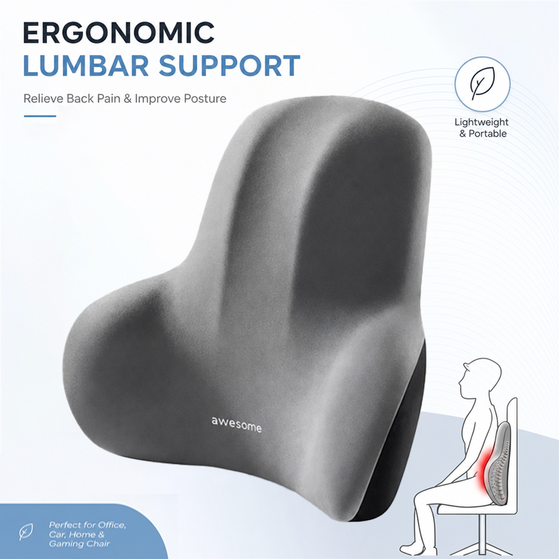 Gaming Chair Cushion - เบาะรองหลังเมมโมรี่โฟม 1 ชิ้น, หมอนรองเอวเพื่อบรรเทาอาการปวดเอวตามหลักสรีรศาสตร์ สำหรับเก้าอี้สำนักงาน รถยนต์