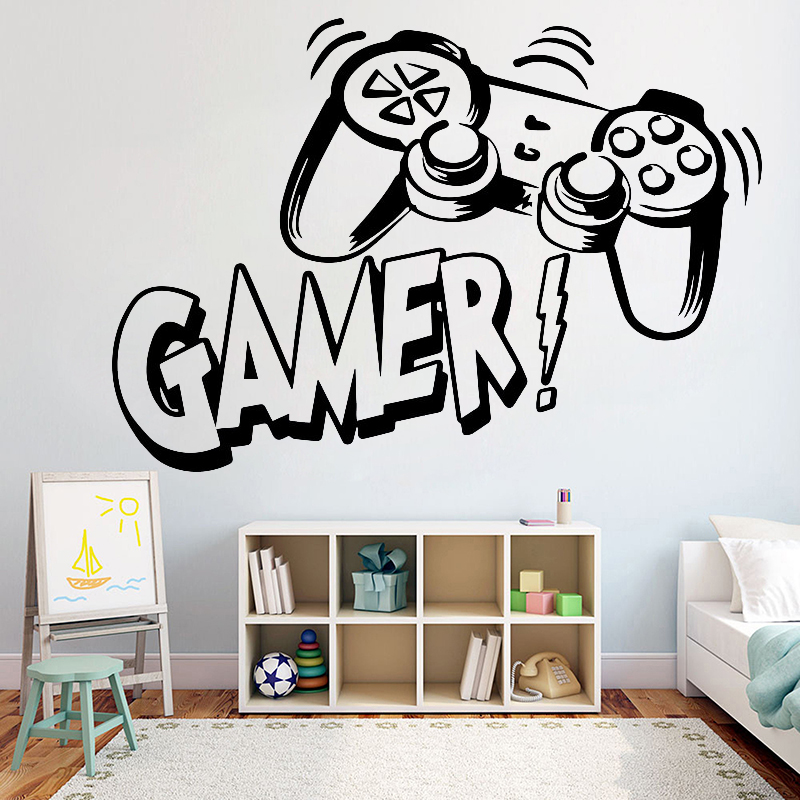 Gaming Console Room - สติ๊กเกอร์ติดผนังสําหรับห้องเด็กวิดีโอเกมสติ๊กเกอร์ติดผนังสําหรับห้องนอนเด็ก PVC Wall Art ภาพจิตรกรรมฝาผนัง PS4