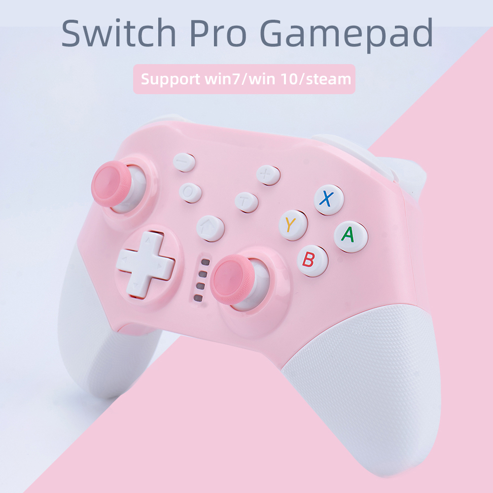 Gaming Console Android - สวิตช์โปรเกมแพดรองรับคอนโซลสวิตช์พร้อมระบบสั่นมอเตอร์คู่, คอนโทรลเลอร์เกมสีชมพูรองรับพีซีวิน 10