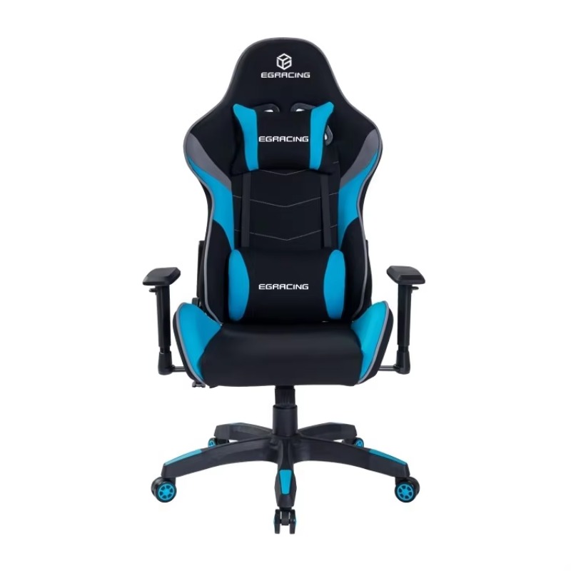 Gaming Chair Cushion - เก้าอี้เกมมิ่งสีดำและน้ำเงินพร้อมพนักพิงศีรษะและเบาะรองหลัง ราคาประหยัด เหมาะสำหรับใช้ในสำนักงานหรือเล่นเกม ผลิตภัณฑ์คอมพิวเตอร์