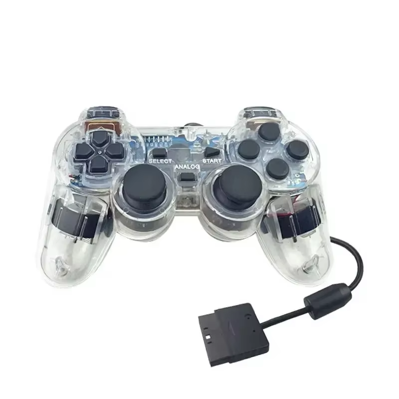 Gaming Console Handle - PS2 Controller Gamepad จับโปร่งใสแบบมีสายสําหรับ PS2 คอนโซลรีโมทคอนโทรล