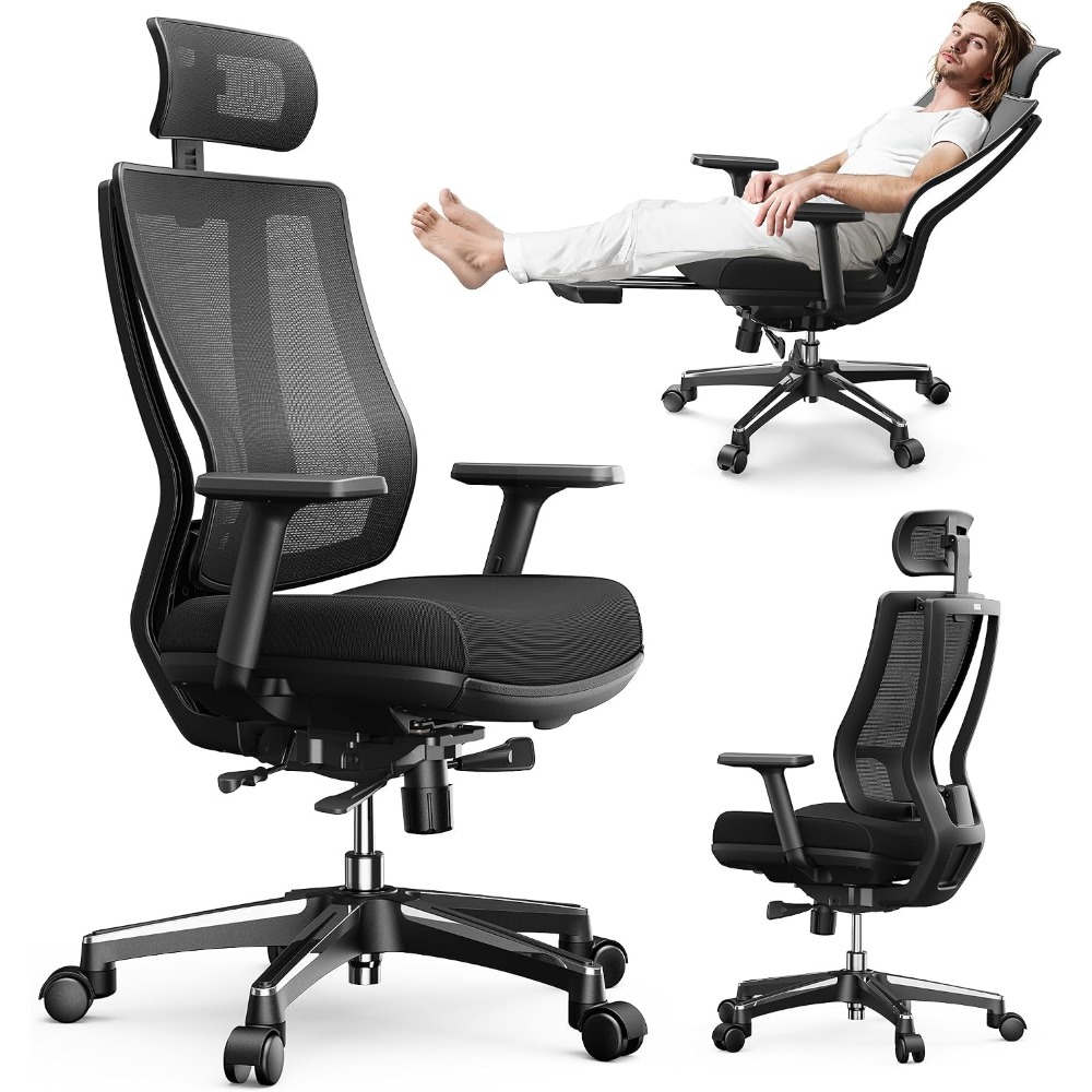 Gaming Chair Cushion - เก้าอี้สำนักงานปรับระดับได้: ออกแบบตามหลักสรีรศาสตร์, ที่วางแขน 3 มิติ, รองรับหลังส่วนล่าง,