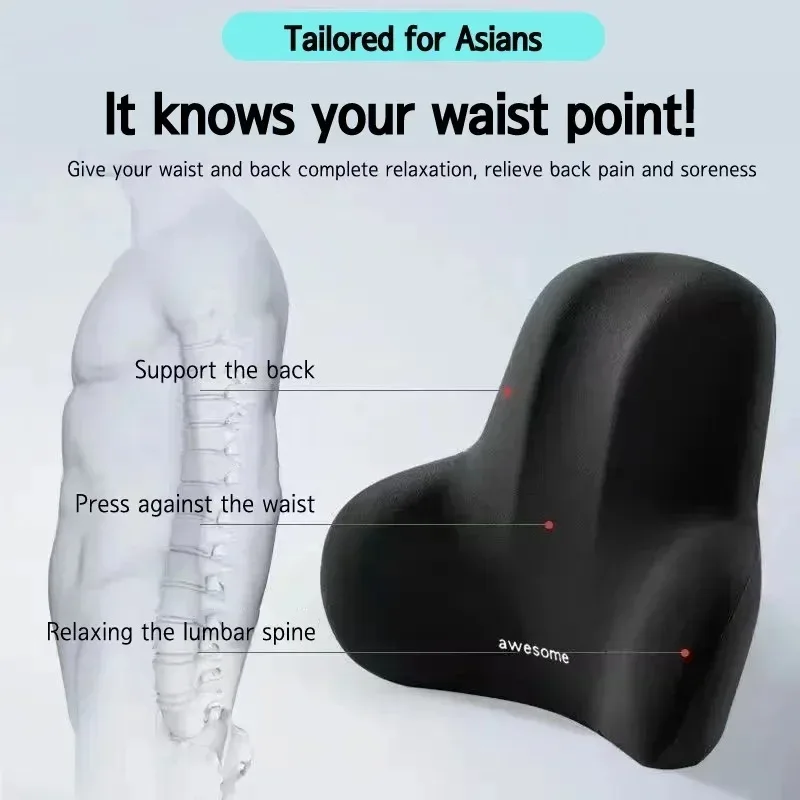 Gaming Chair Cushion - เบาะรองหลังรุ่นอัพเกรดปี 2025 ผลิตจากเมมโมรี่โฟมเพื่อสุขภาพ เหมาะสำหรับรถยนต์ เก้าอี้สำนักงาน และเก้าอี้เกมมิ่ง