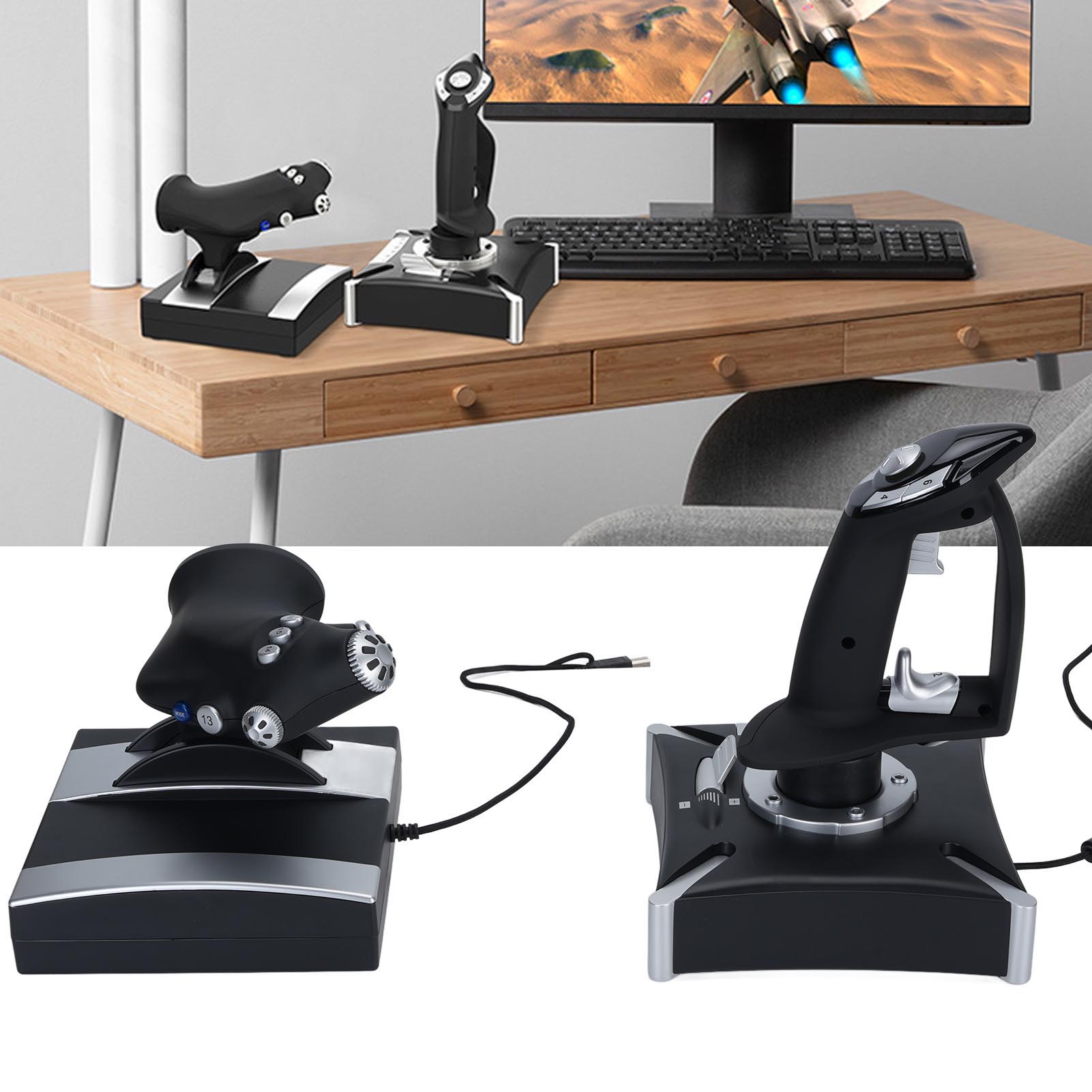 Flight Joystick Sim - จอยสติ๊ก PXN 2119 Pro สำหรับจำลองการบิน พร้อมระบบสั่นสะเทือน