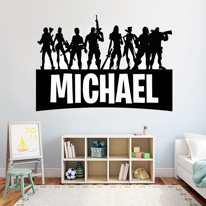 Gaming Console Room - เกม Gamer ชื่อส่วนบุคคลตกแต่งผนังรูปลอกวิดีโอเกมสติ๊กเกอร์ติดผนังที่กำหนดเองสำหรับห้องนอนเด็กไวนิลตกแต่งภาพจิตรกรรมฝาผนัง G922