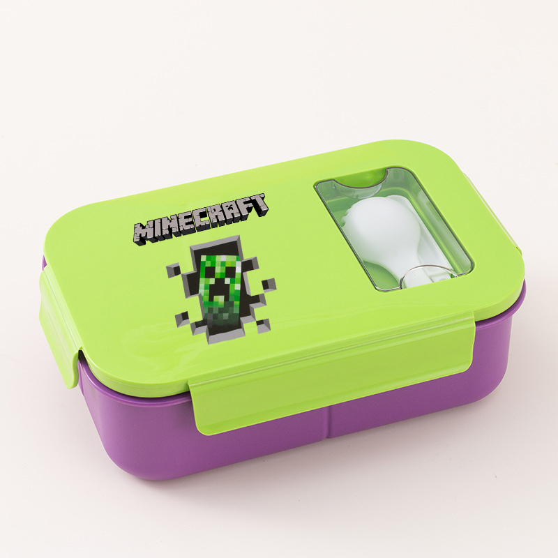 Gaming Console Minecraft - กล่องอาหารกลางวันธีมเกม ลายมайнคราฟท์ กล่องเบนโตะแบบพกพา สามารถอุ่นในไมโครเวฟได้ กล่องอาหารปิกนิก กล่องใส่อาหารสำหรับนักเรียน