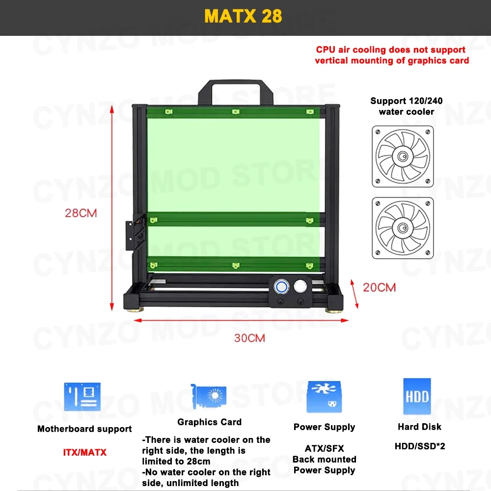 Modding EATX เปิด PC กรณีกรอบ  - Gaming Console Tower บทวิจารณ์และราคา